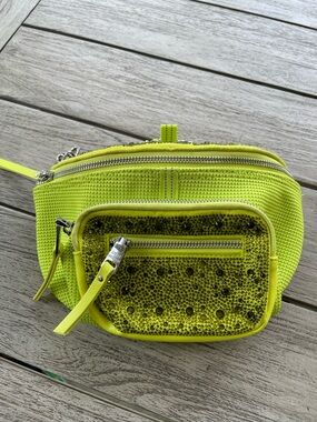 Steve Madden B Maxima Neon Citron Crystal-Embellished Crossbody Bag